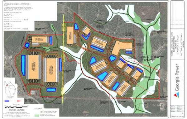 This is a site plan for a giant data center campus in Fayette County that was first obtained by the Fayette County Citizen. Courtesy of Fayette County Citizen