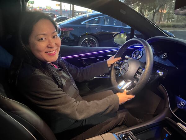 Inside a Mercedes AMG EQS for a test drive.