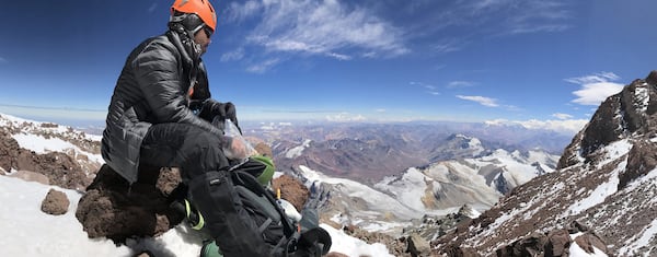 Carl Byington’s 2003 fall didn’t deter him from spectacular climbs. He shot this panoramic photo in 2018 while climbing Argentina’s Aconcagua, which, at 22,841 feet, is South America’s highest peak. CONTRIBUTED BY CARL BYINGTON