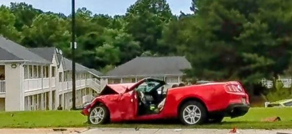 Police said Jabriel Wooden was traveling 85 mph in his Ford Mustang when he caused a crash that killed Bruce Barker, 66, on June 25. (Credit: Channel 2 Action News)