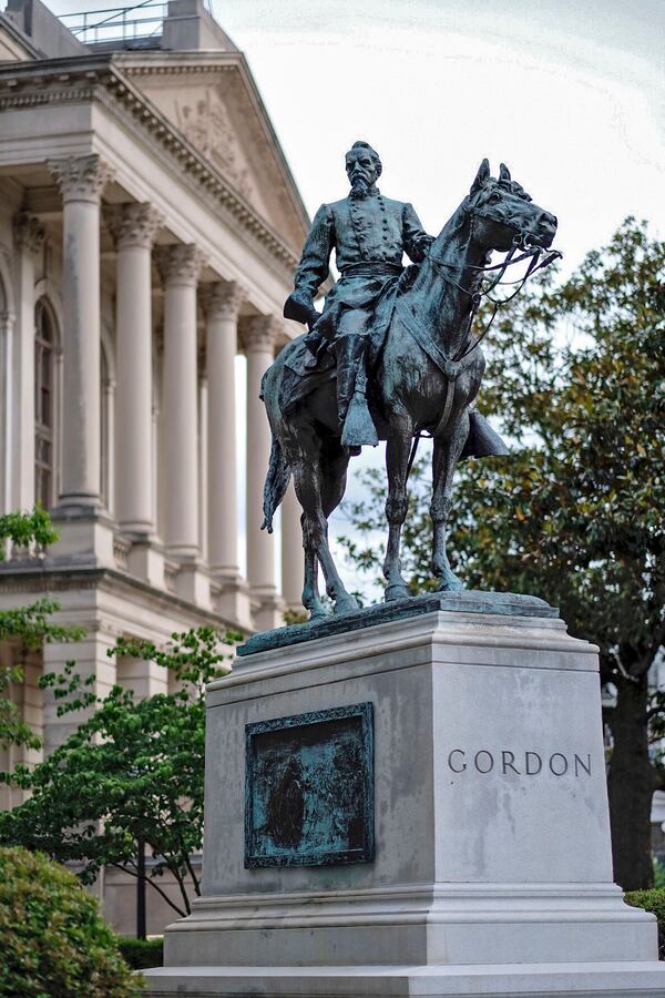 Protesters are demanding the removal of the statue of Confederate General James Brown Gordon at the Capitol.  (Photo: Ben Gray for The Atlanta Journal-Constitution)