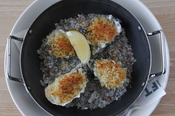 Wood Roasted Oysters- at Drift Fish House in Marietta. (Beckystein.com)