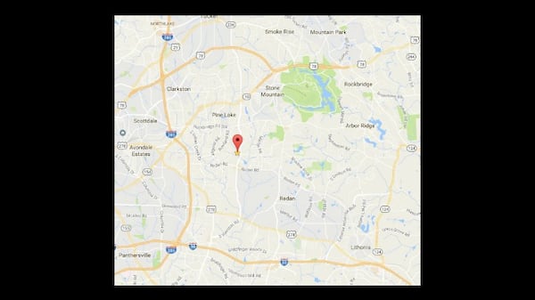 Hairston Park is located off South Hairston Road in central DeKalb County, southwest of Stone Mountain. Credit: @2017 Google