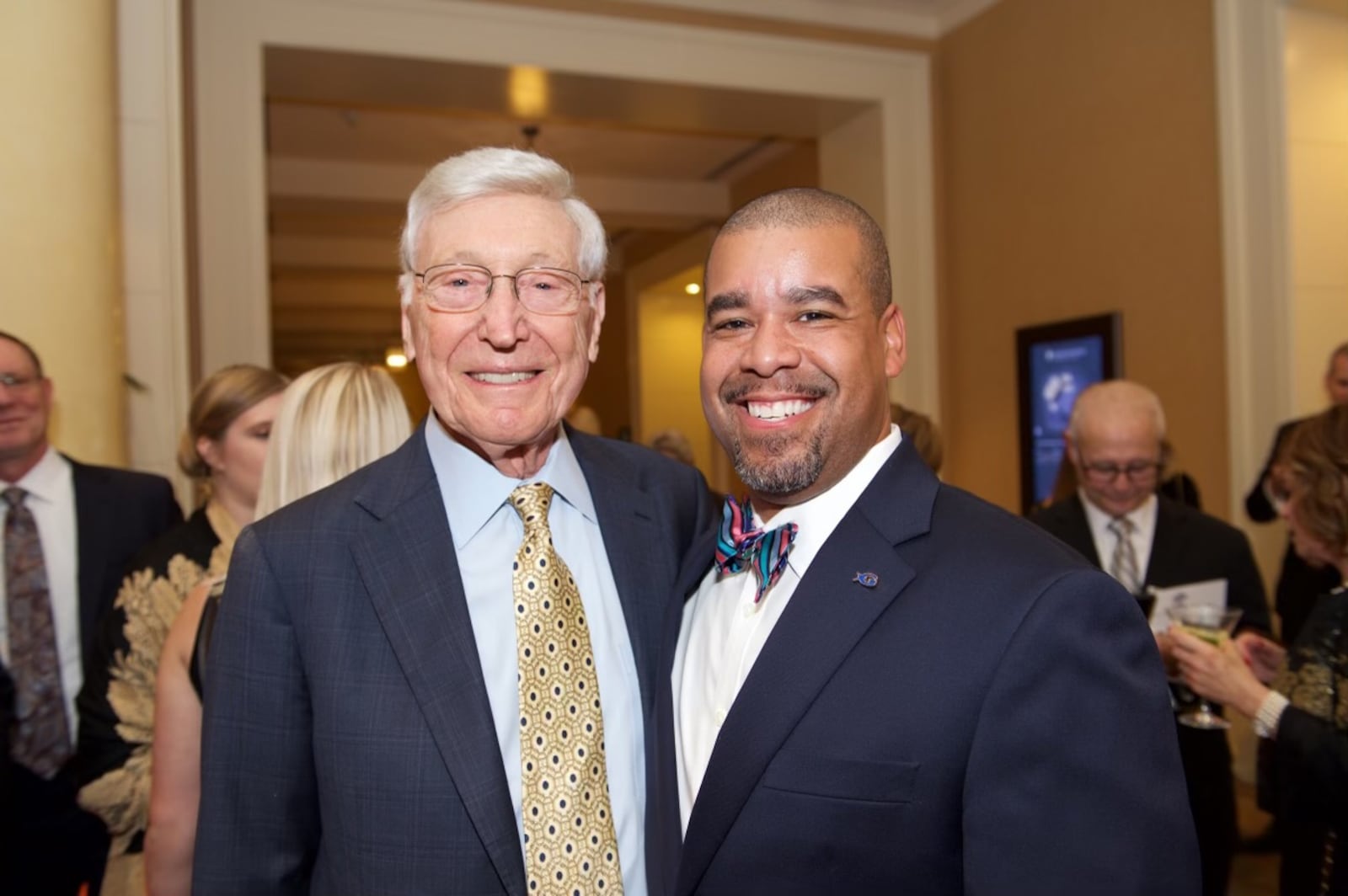 Bernie Marcus (left) hired Joe Handy as part of the founding team for the Georgia Aquarium. Handy would go on to serve as its president and COO. Courtesy of Joe Handy