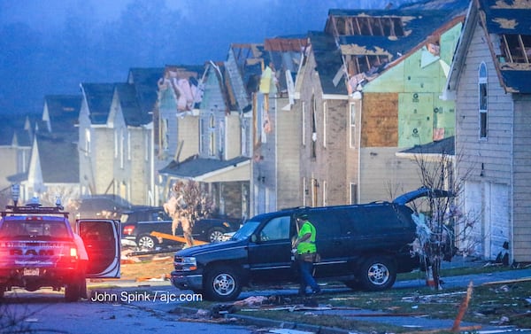 While there were no reports of injuries, storms tore through this subdivision off Jumpers Trail in Fairburn. JOHN SPINK / JSPINK@AJC.COM