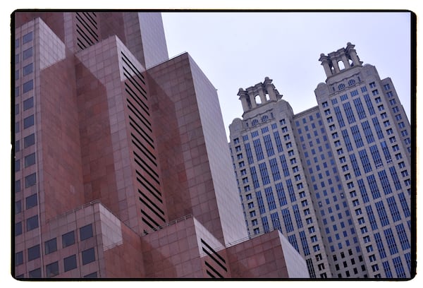 The 191 Peachtree Tower in downtown Atlanta, listed as city’s fourth tallest building, rises behind the Georgia-Pacific Center building. AJC File Photo