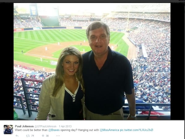 At a Braves game with Miss America.