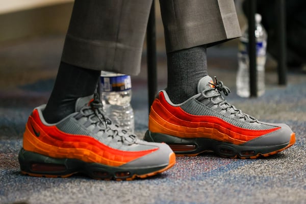 Atlanta Mayor Andre Dickens is seen wearing Nike’s Air Max 95 sneakers, showing the 404 pride during the Secretary Energy Jennifer M. Granholm speech at the Georgia Tech Food Packing Auditorium on Thursday, April 4, 2024.

Miguel Martinez /miguel.martinezjimenez@ajc.com