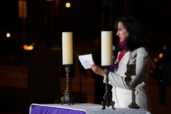 Paige Alexander, CEO of the Carter Center, at the Atlanta peace vigil on Jan. 3, 2021. The Carter Center is partnering with Atlanta to improve access to COVID-19 information for women. CHRISTINA MATACOTTA FOR THE ATLANTA JOURNAL-CONSTITUTION