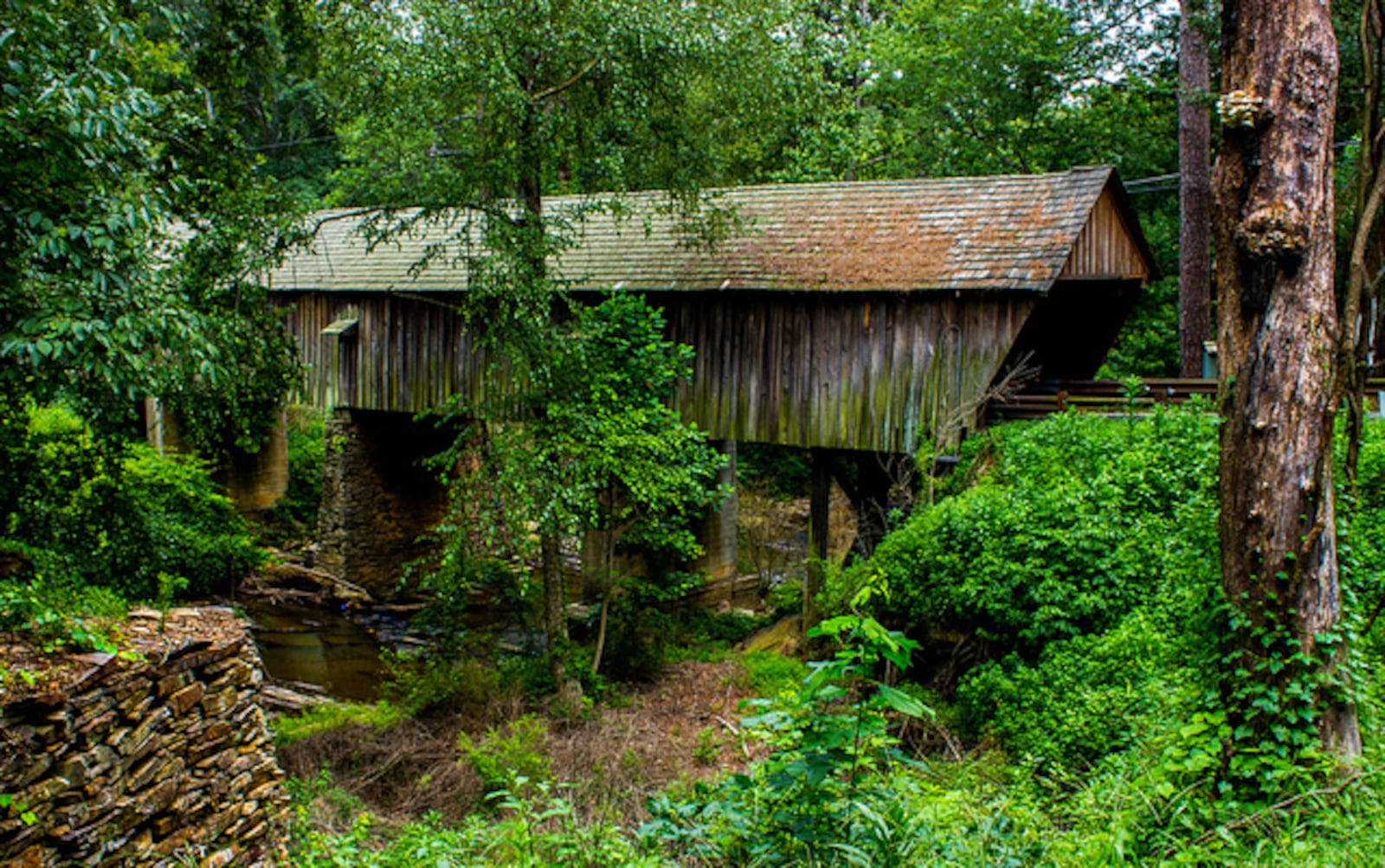 Concord Covered Bridge in Smyrna still supports vehicle traffic.