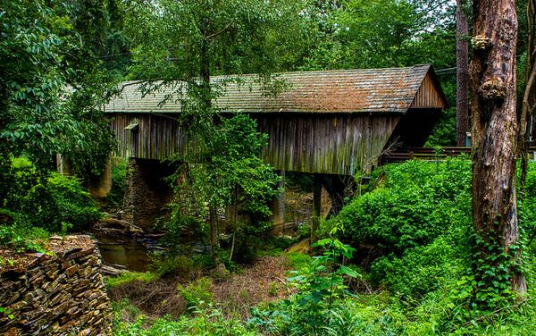 Concord Covered Bridge in Smyrna still supports vehicle traffic.