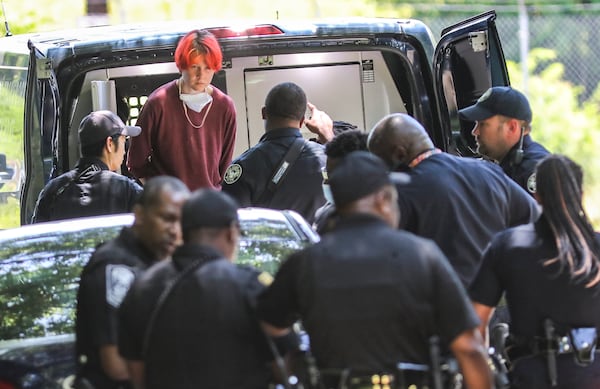 May 17, 2022 Atlanta:  A multi jurisdiction law enforcement operation took alleged trespassers into custody on Tuesday, May 17, 2022 at the site of the Old Atlanta Prison Farm at 1420 Key Road where the new Atlanta law enforcement training academy facility is slated to be built. (John Spink / John.Spink@ajc.com)


