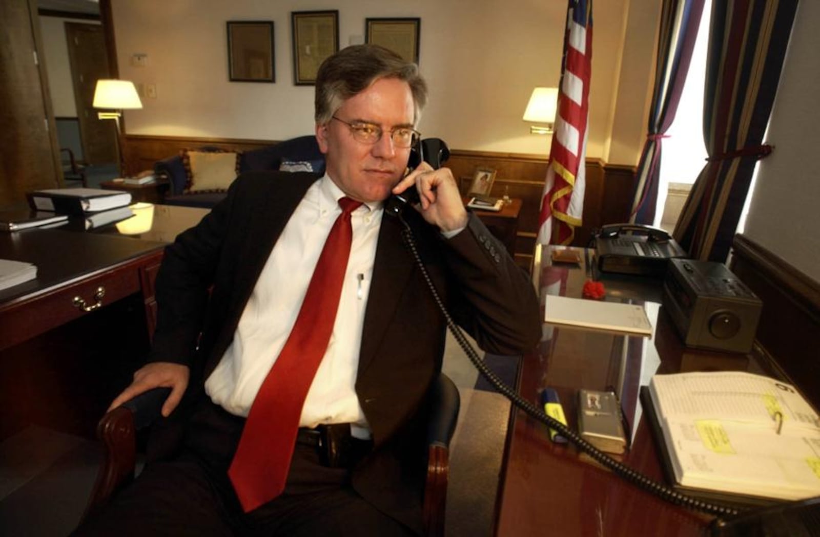 In this AJC file photo from 2003, Richard Thompson, the U.S. Attorney for the Southern District of Georgia at the time, relaxes in his Savannah office. (Stephen Morton/SPECIAL)