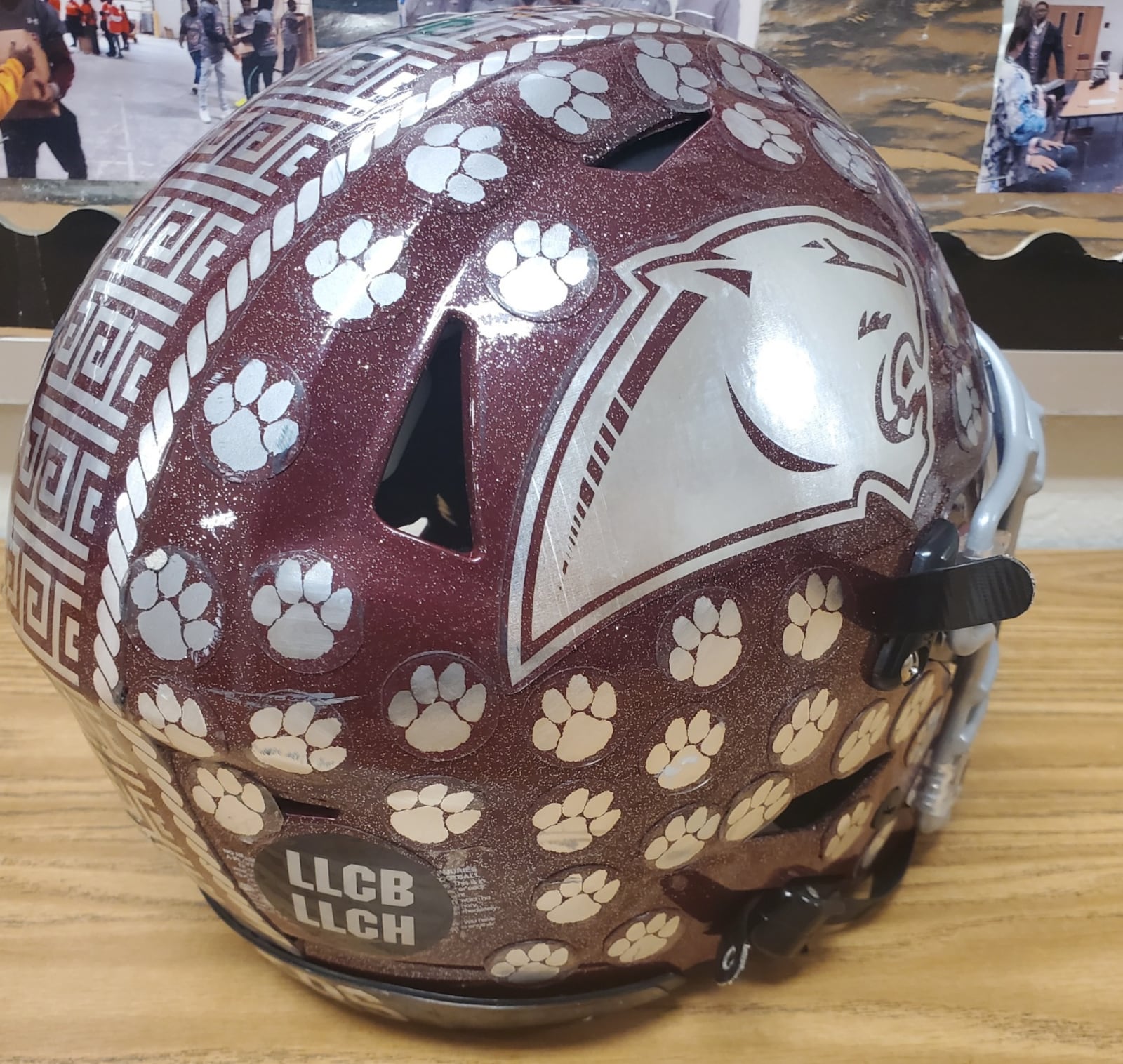 A decal on every 2024 Carver-Atlanta Panthers football helmet is a decal honoring two assistants, offensive coordinator Keevin Bell, 47, and defensive coordinator Ozzie Harrell, Jr., who passed away last season. (Carver athletics)