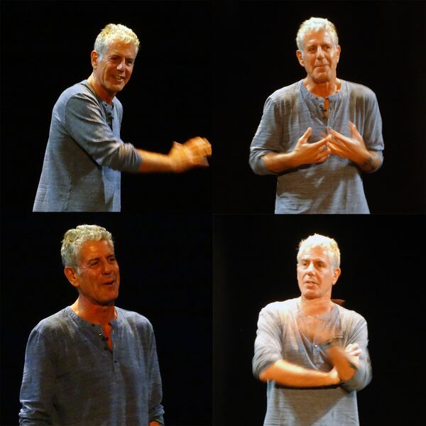 Anthony Bourdain at the Fox Theatre in 2015 during his live show.