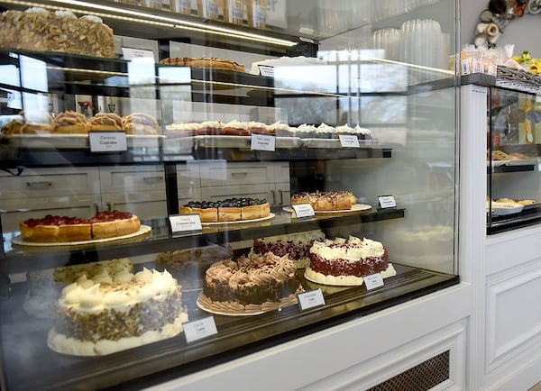 Cakes on display at Bread and Butter at Marietta Square Market.