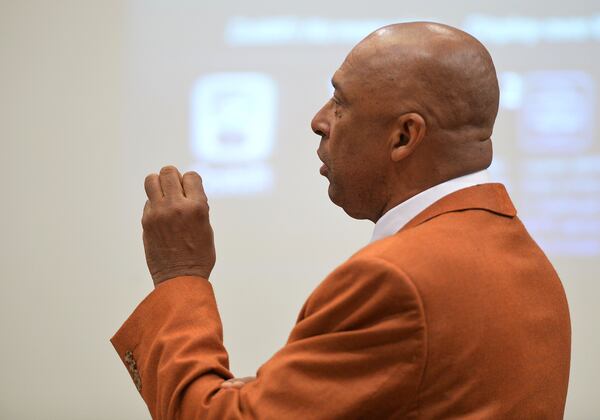 Defense attorney Dwight Thomas objects to a prosecution question during cross-examination.