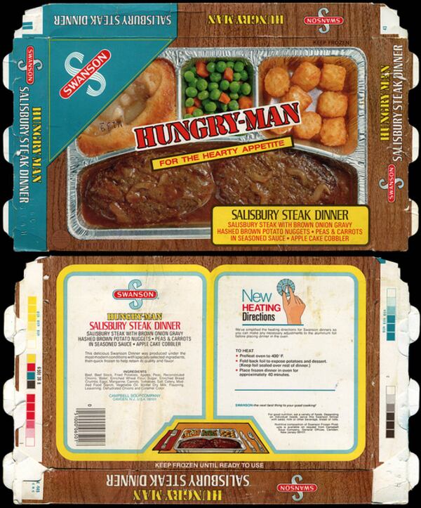 A vintage Hungry Man Salisbury steak dinner. Mmm..mmm.. good!