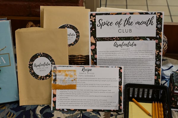 Each month, the Clarkston library produces kits featuring a spice and a recipe card. (Courtesy of DeKalb County Public Library)