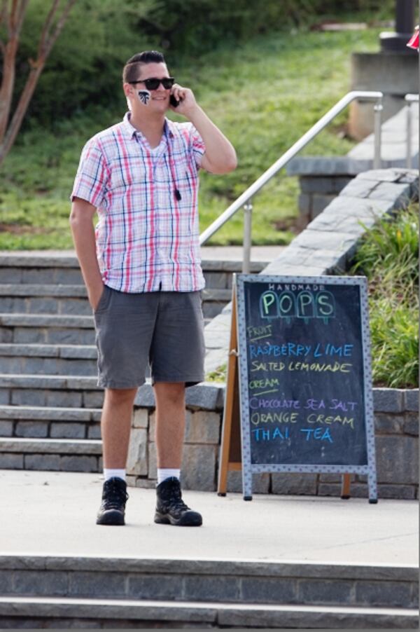 A "Mother's Day" crew member keeps cool and sports his nifty face paint! Photos: Atlanta Filming