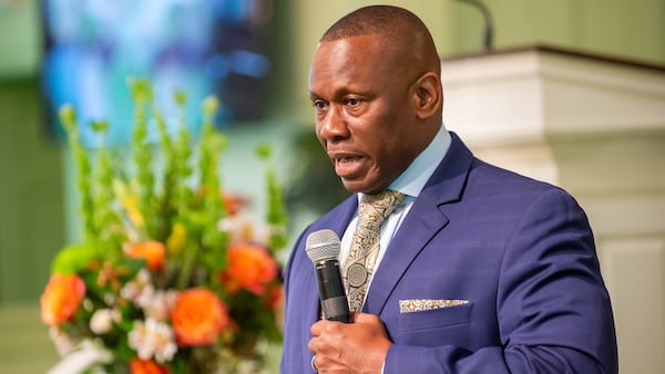 The Rev. Tony Lowden, pastor of Maranatha Baptist Church in Plains, Ga. speaks to visitors and members of the church on Sunday, May 19, 2019. PHOTO BY BITA HONARVAR