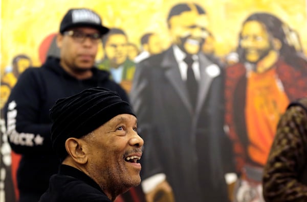 FILE - Jazz musician Roy Ayers, looks on during his workshop with young music artist at Funda Centre in Soweto, South Africa, Friday, Sept. 29, 2017. (AP Photo/Themba Hadebe, File)