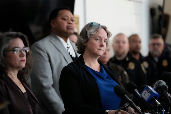 Madison Mayor Satya Rhodes-Conway speaks at a news conference Tuesday, Dec. 17, 2024, in Madison, Wis., following a shooting at the Abundant Life Christian School on Monday. (AP Photo/Nam Y. Huh)