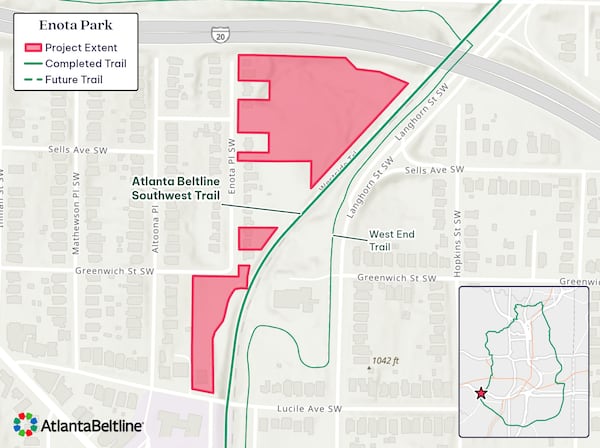 Enota Park will sprawl across eight acres next to Westside Trail and in the neighborhood of Westview. Construction is expected to start this year. (Atlanta Beltline Partnership)