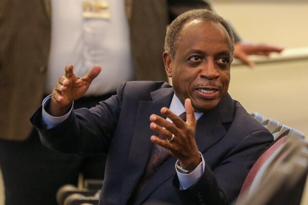 DeKalb CEO Michael Thurmond answers questions to residents of Oakhurst during the meeting were residents received the latest information about the plans for the county’s upcoming sewer projects on and around Green Street on Tuesday, March 10, 2020. (Miguel Martinez/AJC)