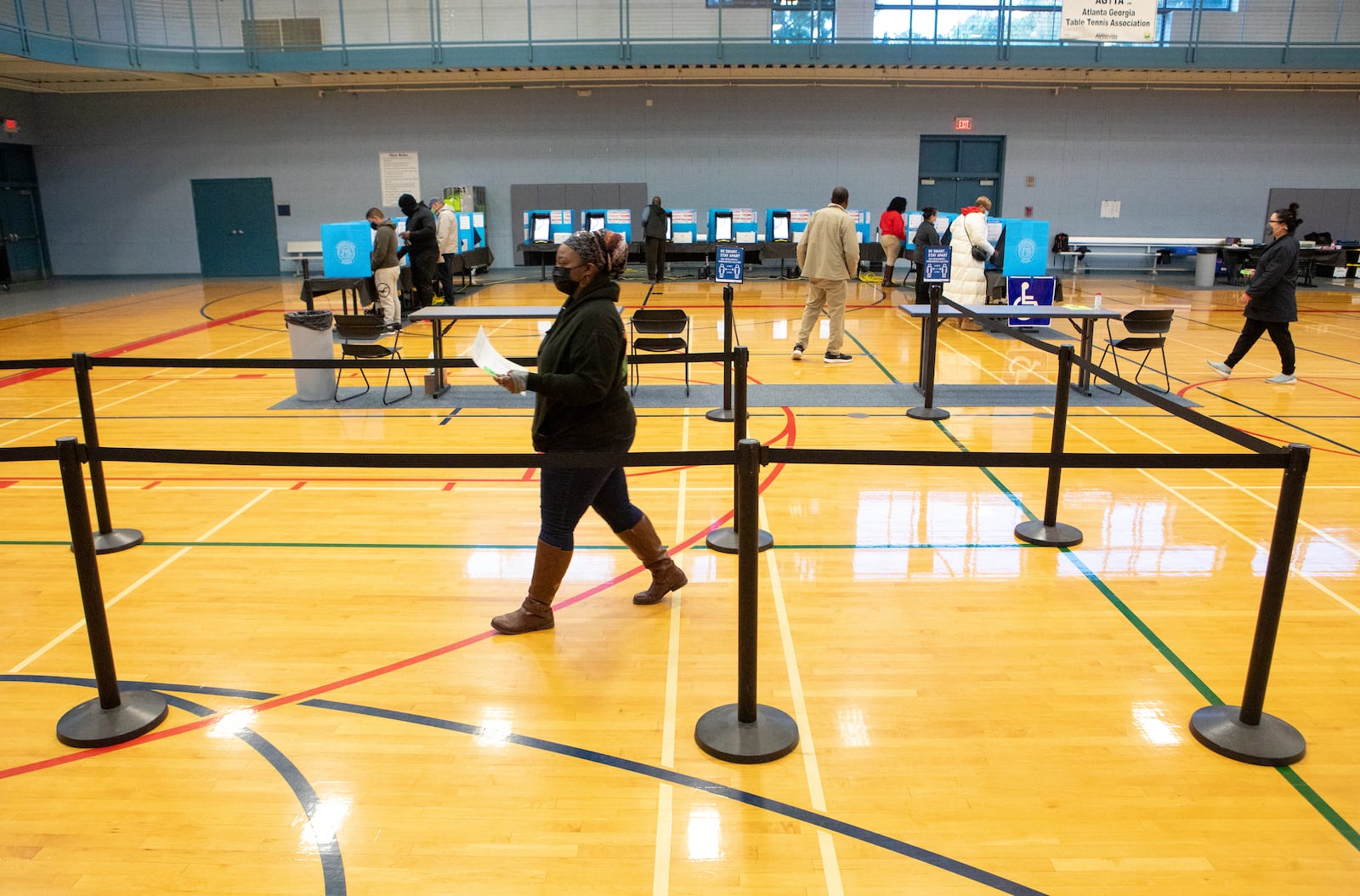 Voters cast their ballots at Lucky Shoals Park Community Recreation Center in Norcross, Ga., on Tuesday, Nov. 3, 2020. (Casey Sykes for The Atlanta-Journal Constitution)