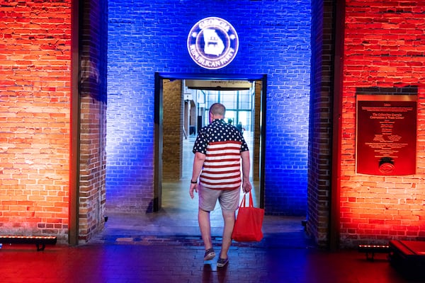 An attendee is seen at last year's Georgia GOP convention, where far-right group, the Georgia Republican Assembly, pushed unsuccessfully for policies that could have given the state party the final say over who can run as Republicans for governor, legislative seats and other state offices. (Arvin Temkar / arvin.temkar@ajc.com)