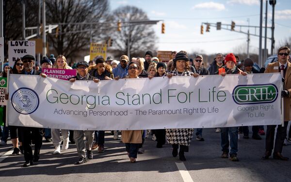 Georgia Right To Life held a silent march in the streets of downtown Atlanta on Friday.