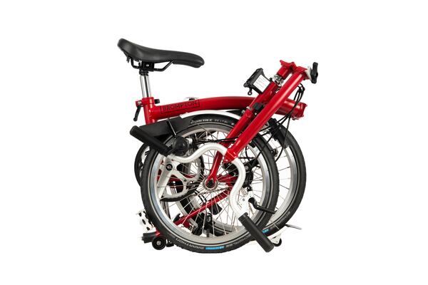 A Brompton foldable bike with six speeds is big on riding options and small on space.
(Courtesy of Brompton)