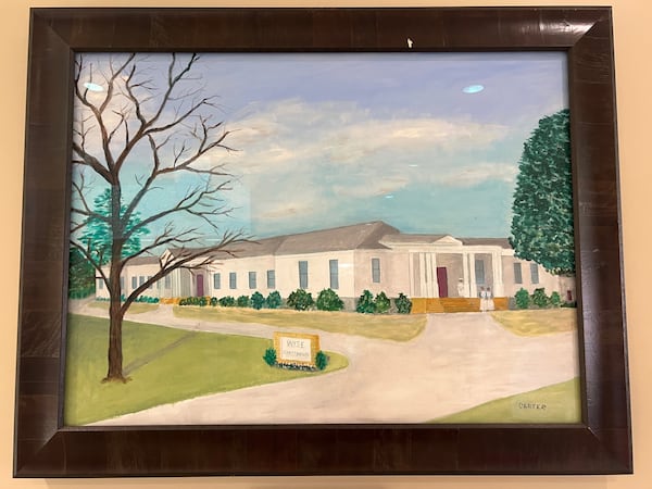 This painting by Jimmy Carter hangs in the lobby of Phoebe Sumter Medical Center in Americus, Georgia.  It depicts Wise Sanitarium, the former hospital in Plains where Carter was born. Carter was the first U.S. president to be born in a hospital. (Photo courtesy of Phoebe Putney Health System)