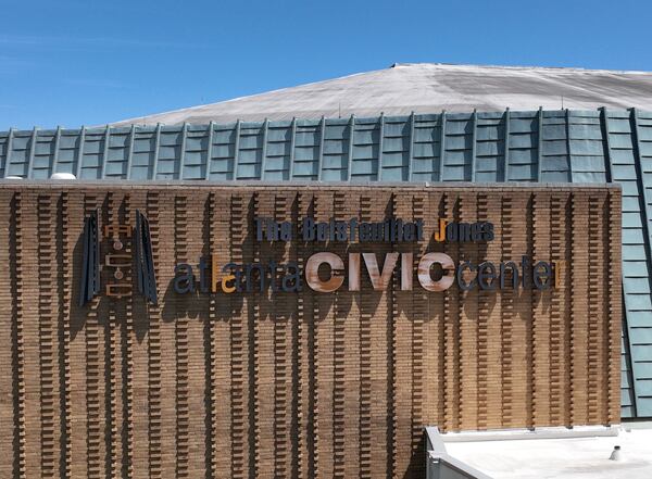 April 15, 2022 Atlanta - Aerial photograph shows Atlanta Civic Center on Friday, April 15, 2022. (Hyosub Shin / Hyosub.Shin@ajc.com)