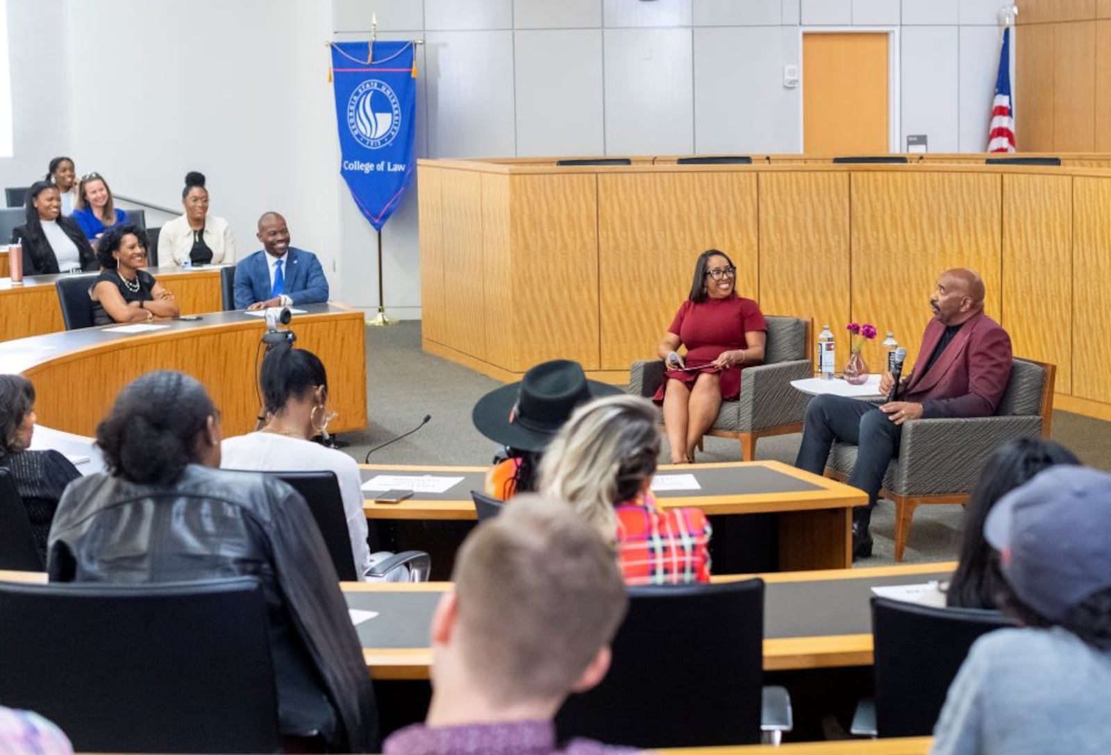 Entertainer Steve Harvey at Georgia State College of Law in Atlanta on April 25, 2022.