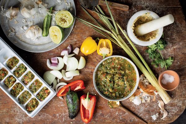 Ingredients for Classic Sofrito, from Roots, Heart, Soul: The Story, Celebration, and Recipes of Afro Cuisine in America by Todd Richards with Amy Paige Condon / Harvest. (Courtesy of Harvest)