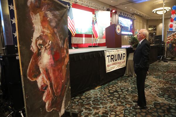 Agriculture Commissioner Gary Black is an early arrival watching election coverage at the Republican Watch party at the Grand Hyatt, Buckhead, on Tuesday, Nov. 7, 2016, in Atlanta. Curtis Compton /ccompton@ajc.com