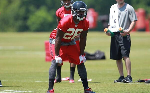 Falcons running back Tevin Coleman received some work with the first-team offense on Saturday, August 1, 2015.