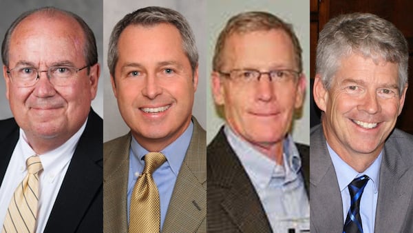 Four former top officials of Georgia Tech are out following allegations they misused their positions. They are from left Steve Swant, former executive vice president of administration and finance; Tom Stipes, former direcxtor of digital networks; Lance Lunway, former executive director of parking and transportation services; and Paul Strouts, former vice president of campus services.