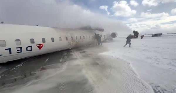 Delta regional jet crashed in Toronto on Monday, Feb. 17, 2025. (John Nelson /  Facebook)