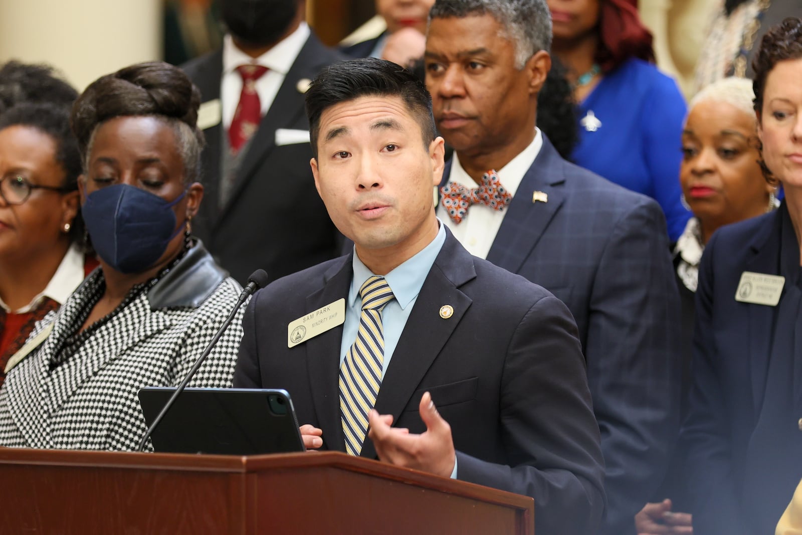 Democratic state Rep. Sam Park slammed Republican criticism of President Joe Biden on border security as "ridiculous." Park added, "What a shame that this is the priority of the majority party.” (Arvin Temkar / arvin.temkar@ajc.com)