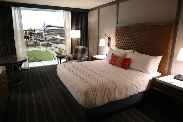 Model rooms of Omni Hotel at The Battery Atlanta. Some of the rooms will overlook the Braves' SunTrust Park.