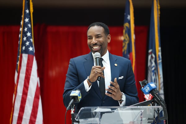 Atlanta Mayor Andre Dickens attended the Buckhead Coalition's annual luncheon for business and civil leaders. (Jason Getz/Jason.Getz@ajc.com)