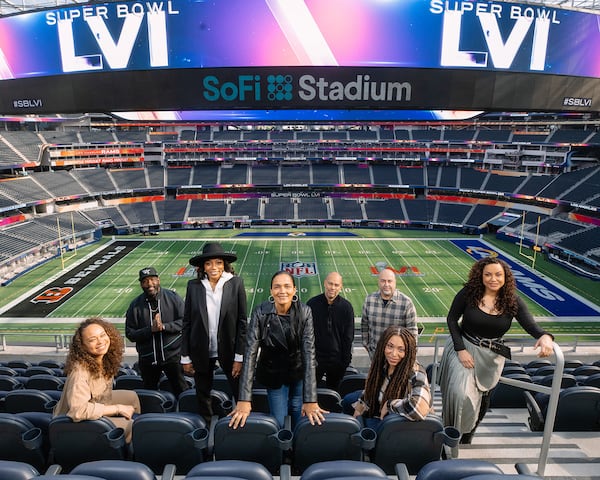 The team behind Sunday's Super Bowl halftime are, left to right: Jeannae Rouzan-Clay, producer; Adam Blackstone, musical director; Dionne Harmon, co-executive producer; Desiree Perez, CEO Roc Nation; Jesse Collins, executive producer; Bruce Rodgers, production designer; Jana Fleishman, executive Vice President of Roc Nation and Lila Nikole, wardrobe stylist. Myung J. Chun/Los Angeles Times/TNS