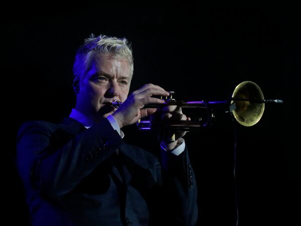 Musician Chris Botti performs during a concert at the Java Jazz Festival in Jakarta, Indonesia, Saturday, March 5, 2016. (AP Photo/Tatan Syuflana)