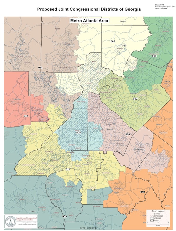 Georgia's new congressional map effective with the 2022 elections moves the 6th District to the north where more Republican-leaning voters live.