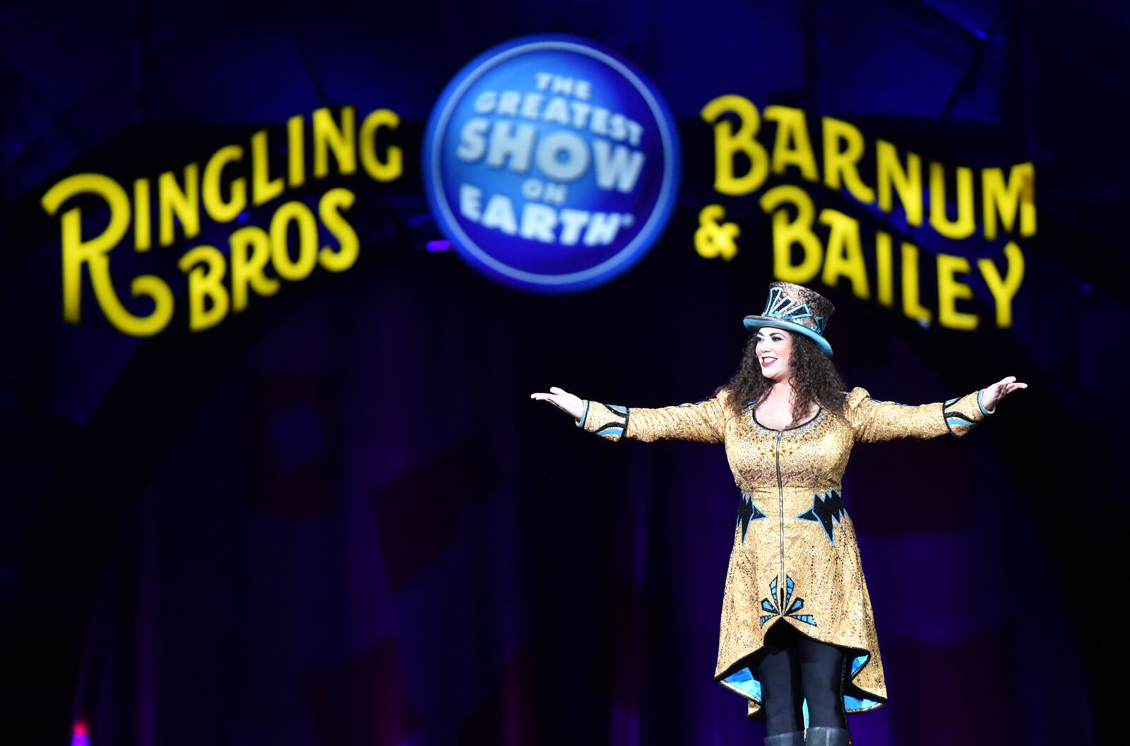 Ringmaster Kristen Michelle Wilson appears during a show at Philips Arena in February. HYOSUB SHIN / HSHIN@AJC.COM