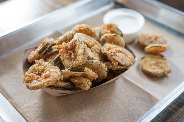 Fried pickles are one of the sides available at Boxcar Betty's in Atlanta. Courtesy of Boxcar Betty’s