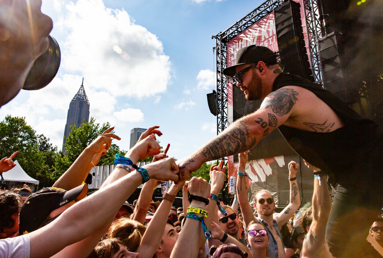 Atlanta, Ga: Royal Blood brought their massive, two-piece sound to the Peachtree Stage to close out Saturday afternoon. Photo taken Saturday May 4, 2024 at Central Park, Old 4th Ward. (RYAN FLEISHER FOR THE ATLANTA JOURNAL-CONSTITUTION)